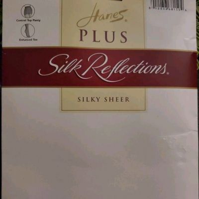 Hanes Plus Silk Reflections Sheer Natural Nude Control Top Size TWO / 2 00P16
